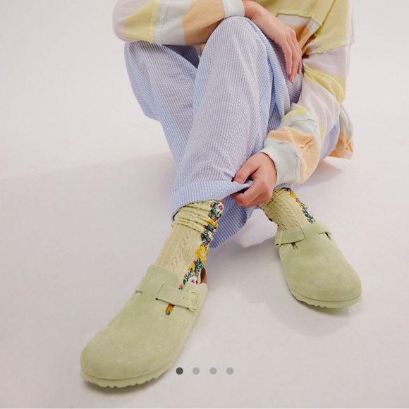 Birkenstock Shoes - Boston Soft Footbed Birkenstock in Faded Lime